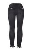 Washed Frayed Fringed Jeans