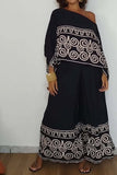Casual loose printed two piece set