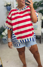 New Mixed Stripes Oversized T-shirt (Buy 2 Free Shipping)