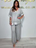 Women's casual, fashionable V-neck suit made of cotton and linen