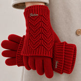 Women's Lightweight Touchscreen Knit Gloves – Two-Tone 2-in-1 Short-Cuff Design