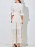 Women's V-Neck Floral Embroidered Maxi Dress (Buy 2 Free Shipping)