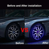 4PCS Universal RGB LED Car Wheel Hub Lights – Solar & Remote Control