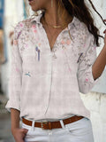 Women's Loose Lapel Long Sleeve Single Breasted Printed Shirt