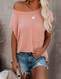 Summer Solid Color Round Neck Short Sleeve T-shirt (Buy 3 Free Shipping)