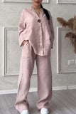 Women Casual button decorated cotton and linen two-piece set