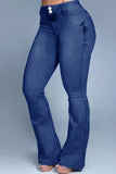 Button Front Butt Lifting Flare Jeans