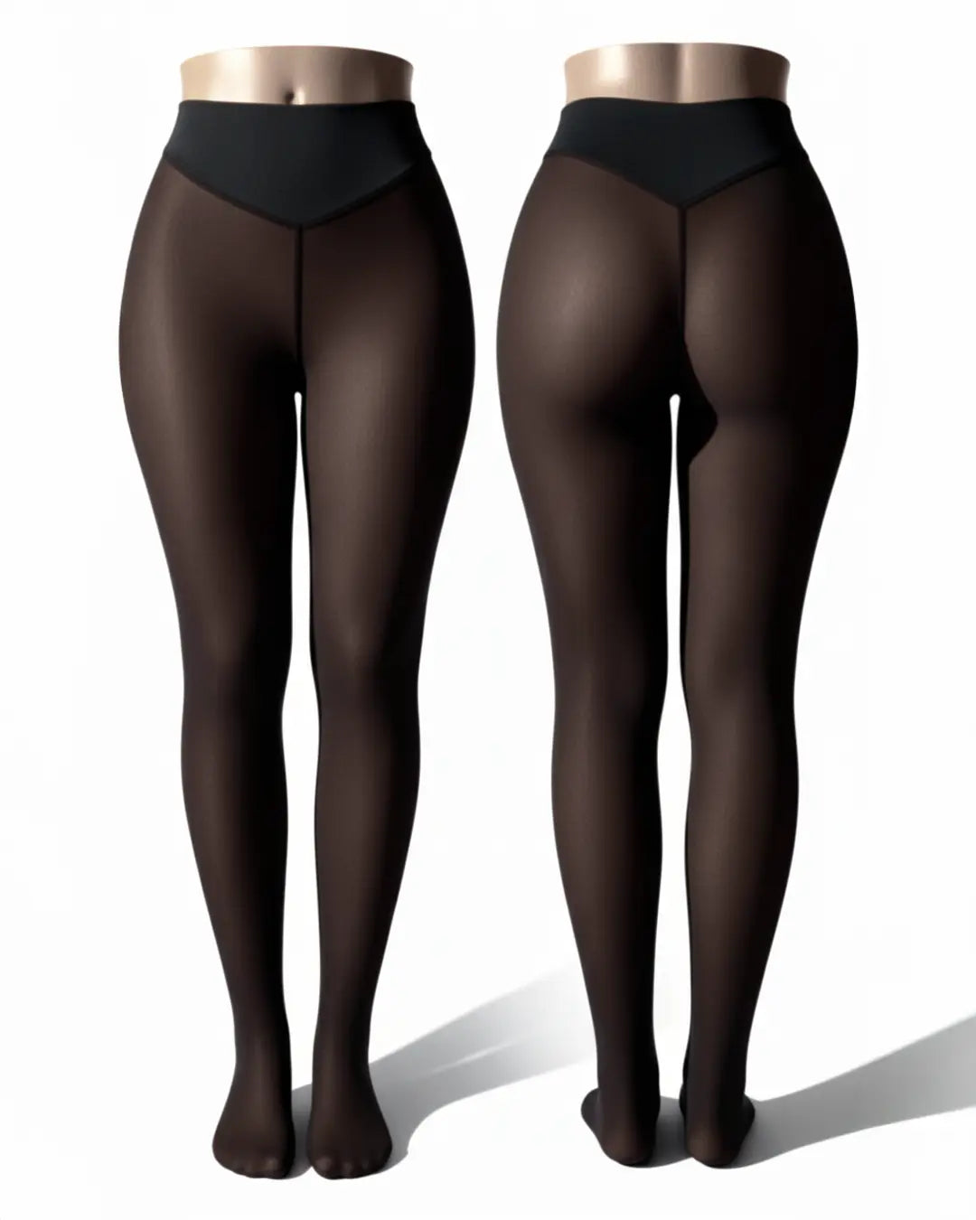 Women's Fleece-Lined Faux Sheer Tights – High-Waisted Sculpting