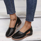Women Wedges Orthopedic Hollow Out PU Summer Vintage Sandals