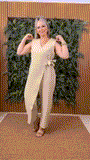 Women's V-Neck Jumpsuit – Stretchy, Machine Washable & Size Inclusive