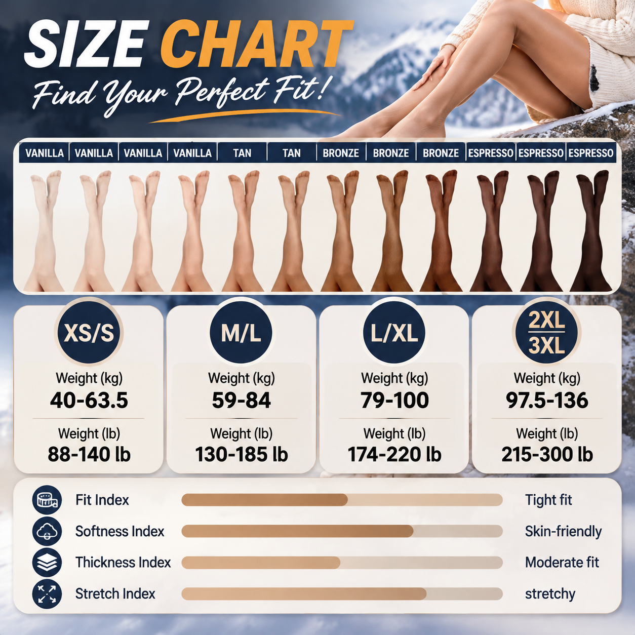 Women's Fleece-Lined Faux Sheer Tights – High-Waisted Sculpting