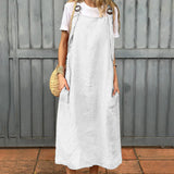 Women's Adjustable Shoulder Strap Dress with Pockets