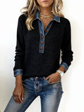 Women'S Casual Loose Waffle Panel Top