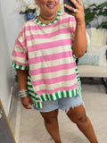 New Mixed Stripes Oversized T-shirt (Buy 2 Free Shipping)