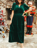 New Women Velvet Tiered Maxi Dress (Buy 2 Free Shipping)