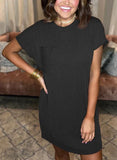 New Ribbed Round Neck Pocket Dress (Buy 2 Free Shipping)