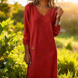 Women’s Long Sleeve V-Neck Knit Dress